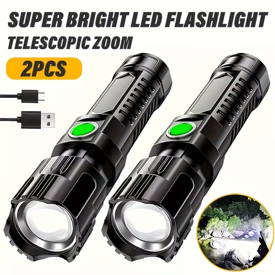Fish Finder Battery - Super Bright LED Flashlight USB Rechargeable