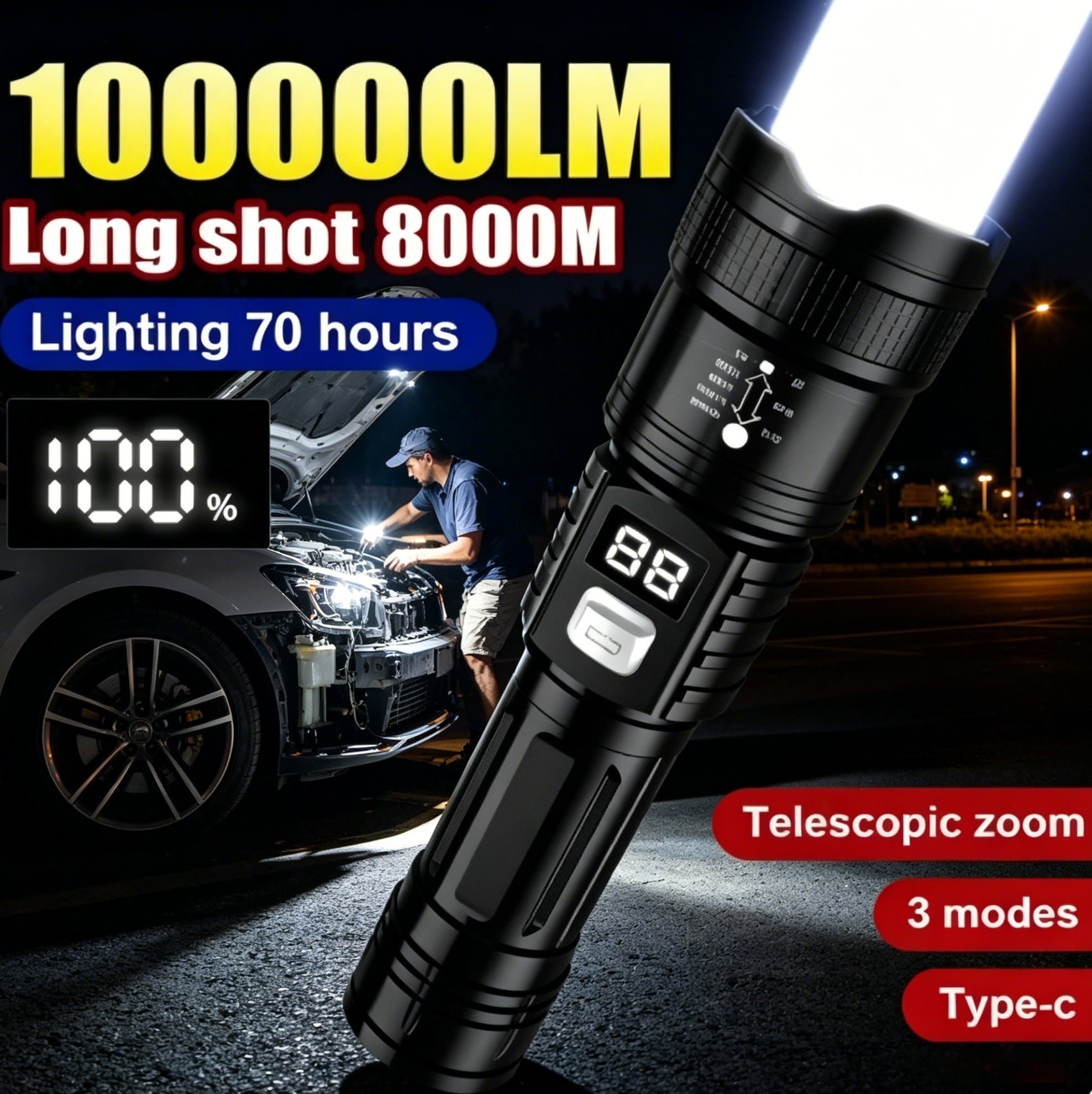 Rechargeable LED Flashlight 10 - огляд і ціна Fishing Light