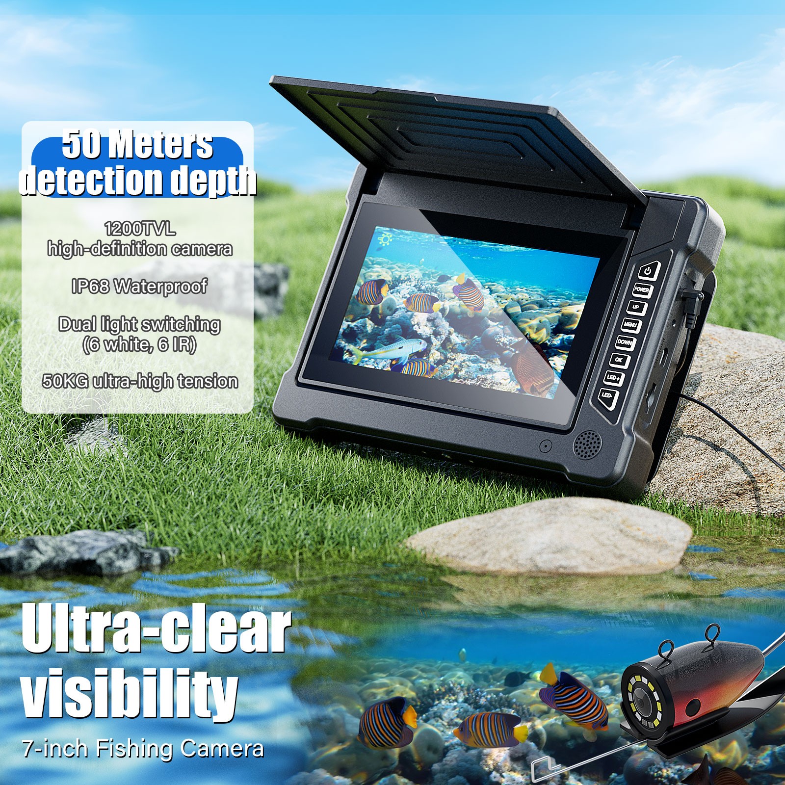 7 Inch 15M 1200TVL Underwater  - огляд і ціна Fish Finder Cable