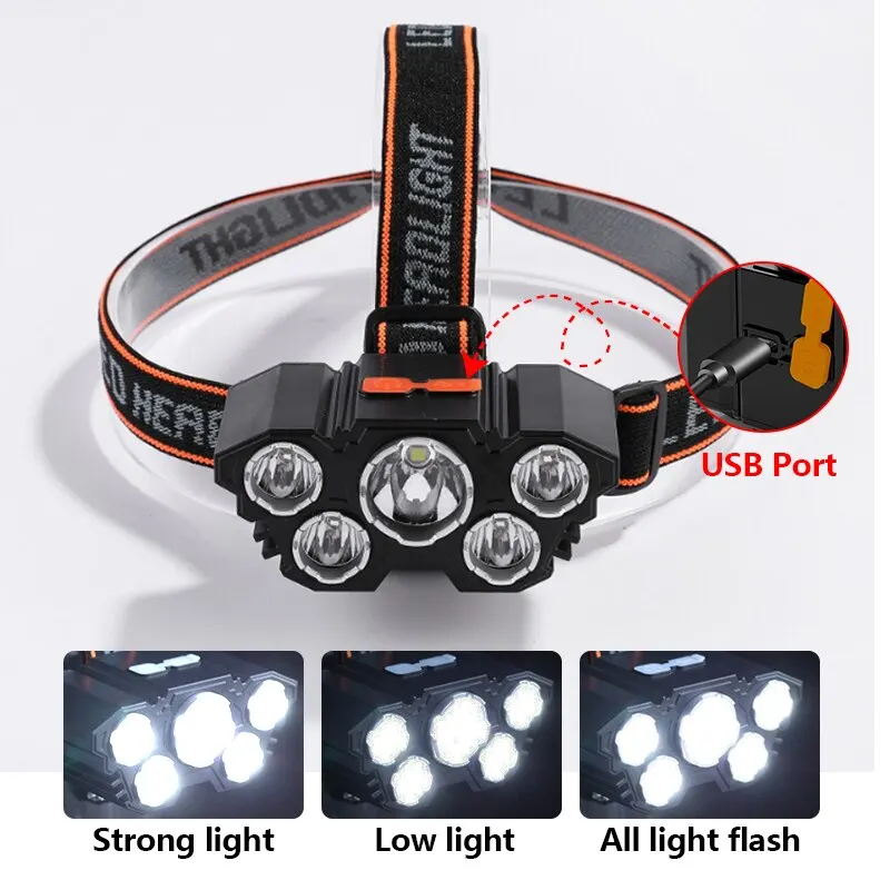 Rechargeable 5 LED Headlamp St - огляд і ціна Fish Finder Battery